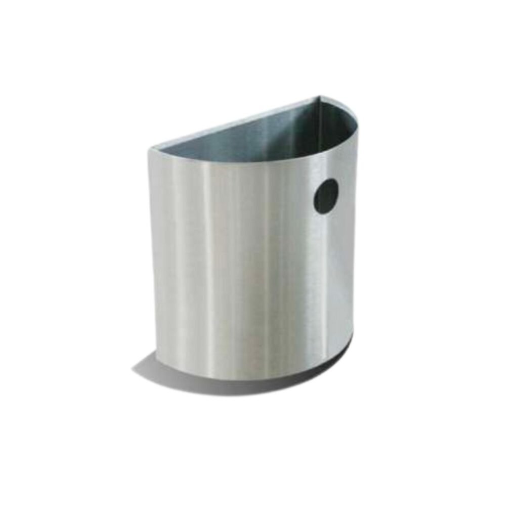Cesto Papelero / Bote de Basura Papelero en Acero Inoxidable Medio Punto de 32 cm x 17 cm x 31 cm de 16 litros. Clave G-110205