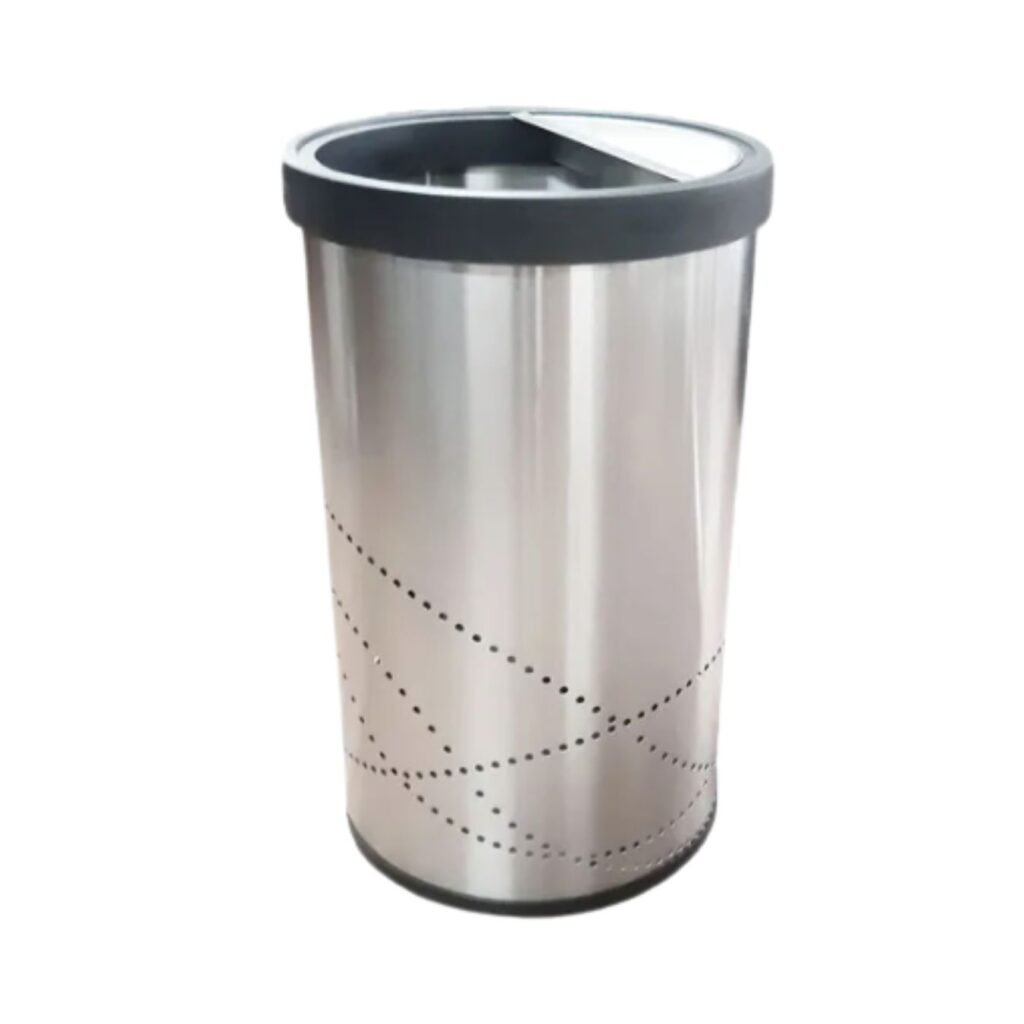 Basurero Cenicero / Bote de Basura Cenicero en Acero Inoxidable Jumbo Aro Balancín 49 cm x 80 cm y de 150 litros de capacidad. Clave:G-112206 1