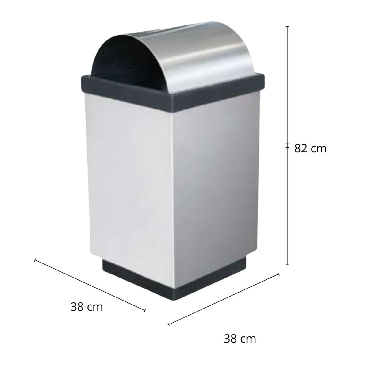 Basurero / Bote de Basura en Acero Inoxidable Cuadrado Tapa Abombada de 38 cm x 82 cm y de 110 litros. Clave: Clave: G-110436 1