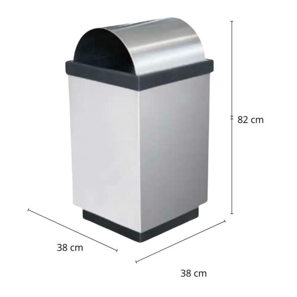 Basurero / Bote de Basura en Acero Inoxidable Cuadrado Tapa Abombada de 38 cm x 82 cm y de 110 litros. Clave: Clave: G-110436 1