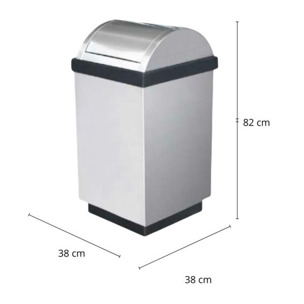 Basurero / Bote de Basura en Acero Inoxidable Cuadrado Tapa Curva Balancín de 38 cm x 82 cm y de 110 litros. Clave: G-110306 1