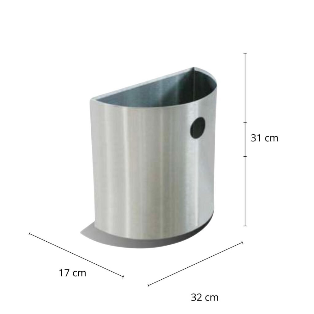 Cesto Papelero / Bote de Basura Papelero en Acero Inoxidable Medio Punto de 32 cm x 17 cm x 31 cm de 16 litros. Clave G-110205 1