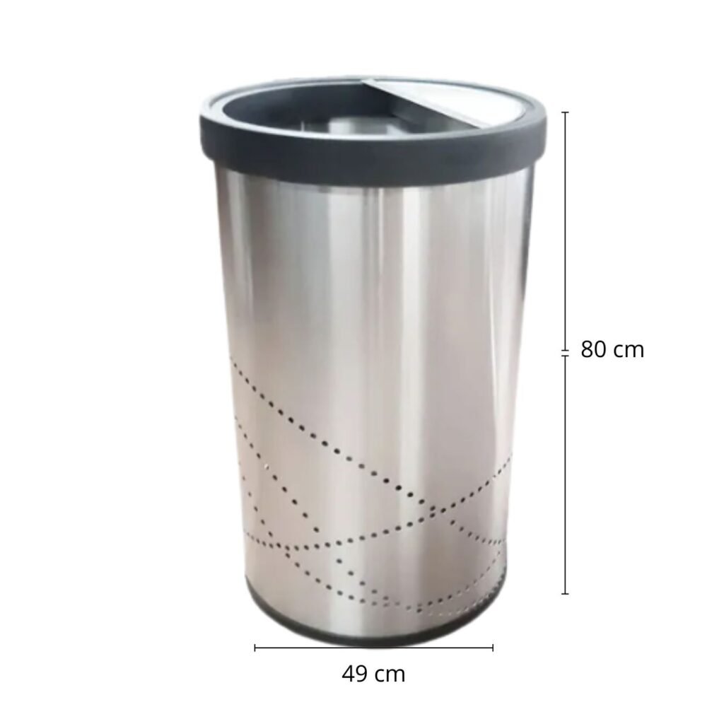 Basurero Cenicero / Bote de Basura Cenicero en Acero Inoxidable Jumbo Aro Balancín 49 cm x 80 cm y de 150 litros de capacidad. Clave:G-112206 2