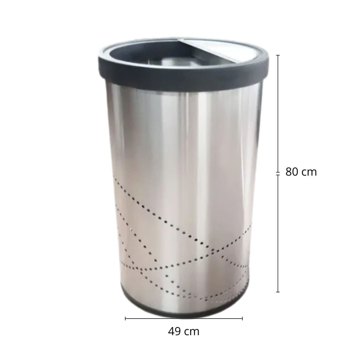 Basurero Cenicero / Bote de Basura Cenicero en Acero Inoxidable Jumbo Aro Balancín 49 cm x 80 cm y de 150 litros de capacidad. Clave:G-112206 2