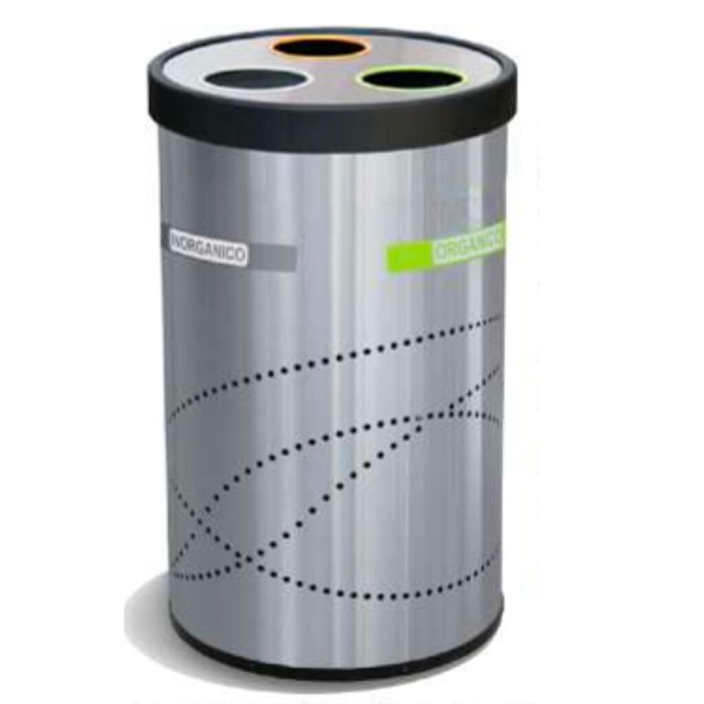 Basurero ecológico / Bote de Basura en Acero Inoxidable para reciclar 3 Separaciones G-112366