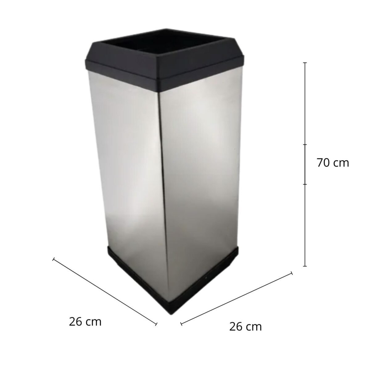 Cesto Papelero / Bote de Basura Papelero en Acero Inoxidable de 26 x 26 x 70 cm y de 47 litros. Clave: G-112836 2