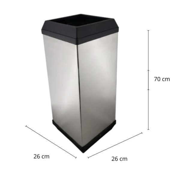 Cesto Papelero / Bote de Basura Papelero en Acero Inoxidable de 26 x 26 x 70 cm y de 47 litros. Clave: G-112836 2