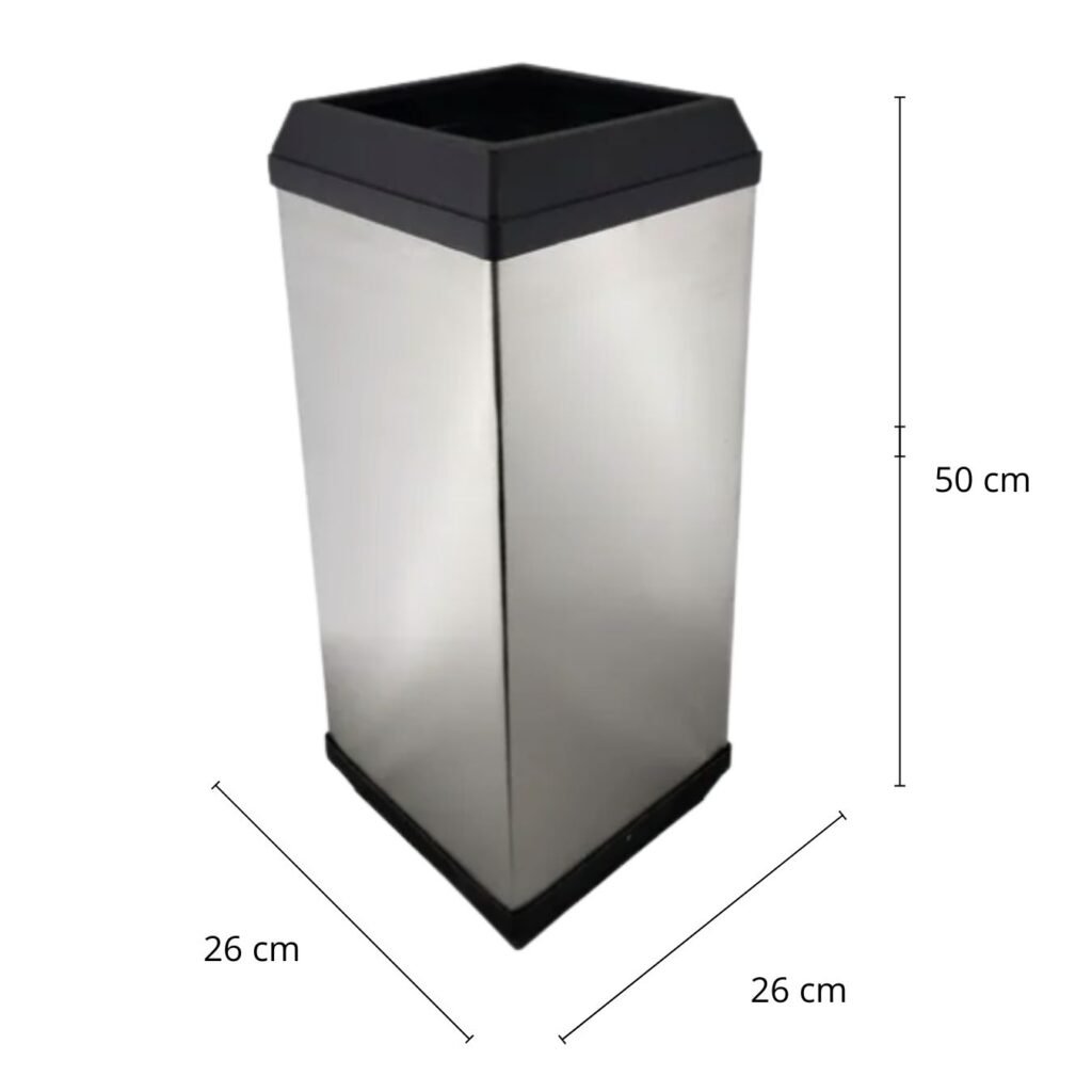 Cesto Papelero / Bote de Basura Papelero en Acero Inoxidable de 26 x 26 x 50 cm y de 33 litros. Clave: G-111836 11